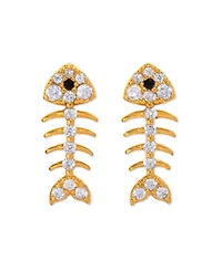 Girls Crew Crystal Bone To Pick Gold Plated Earrings