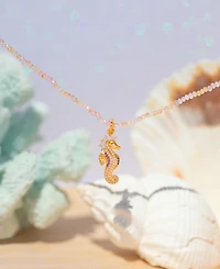 Girls Crew Crystal Pink Sands Gold Plated Beaded Necklace