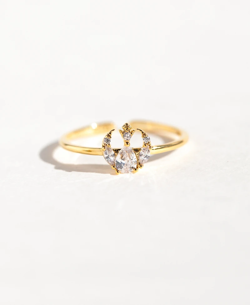 Girls Crew Crystal Star Wars Rebel Alliance Insignia Gold Plated Adjustable Rings