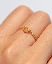 Girls Crew Crystal Gold Plated Croissant Rings