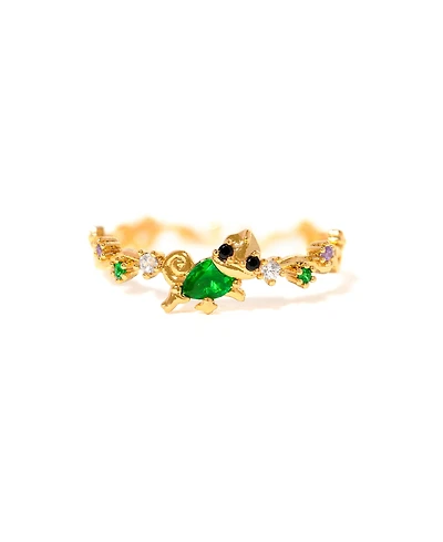 Girls Crew Disney Tangled Pascal Crystal Gold Plated Rings