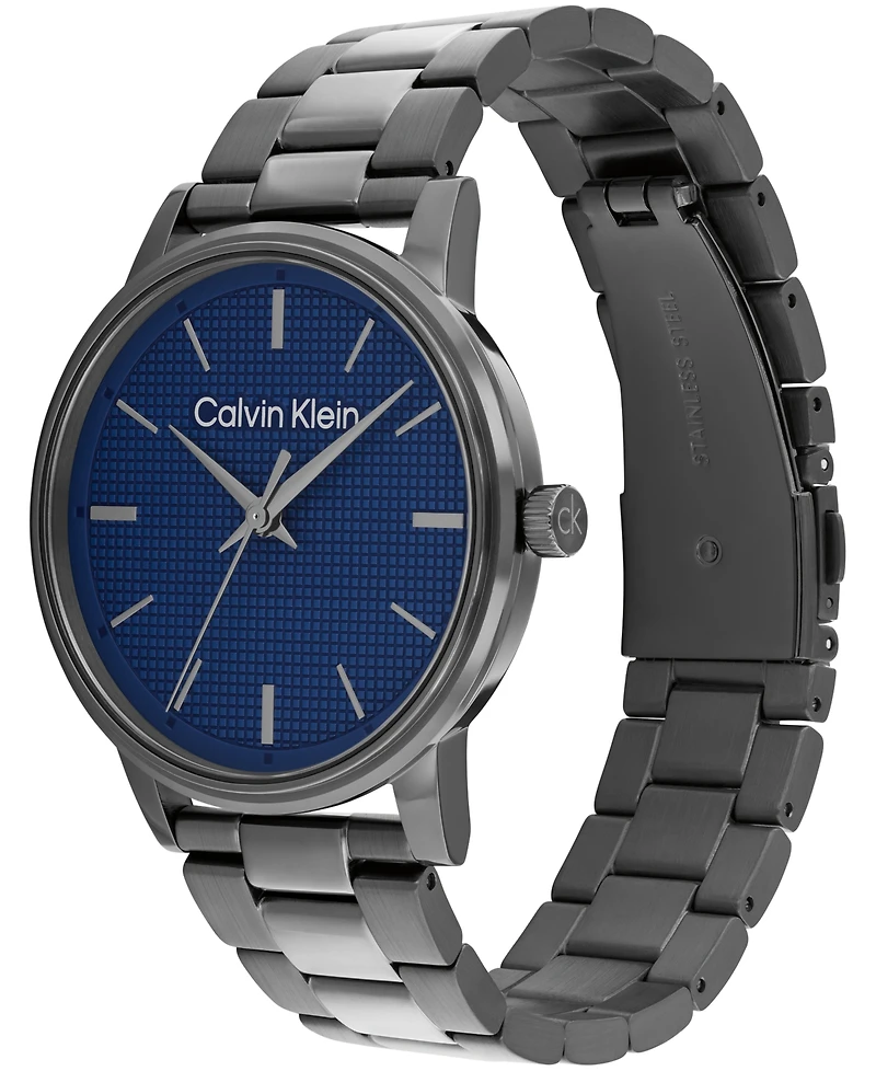 Calvin Klein Men's Ck Linked Ionic Plated Grey Steel Bracelet Watch 41mm