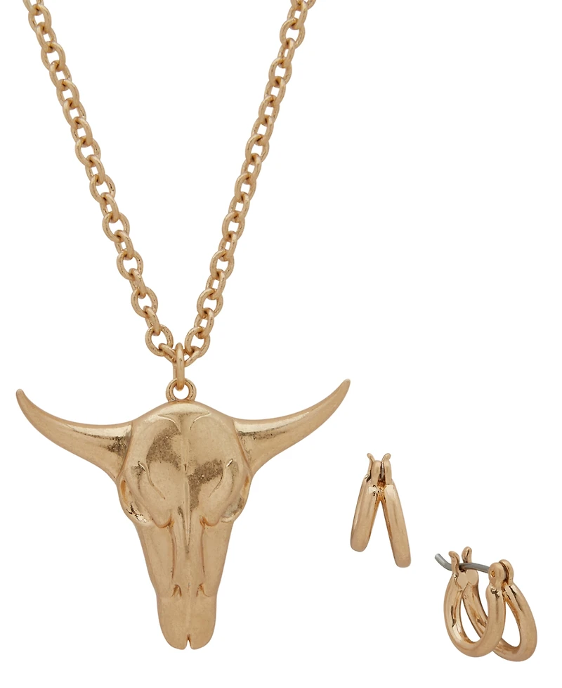 Yellowstone 2-Pc. Ram Pendant Necklace and Hoop Earrings Gift Set