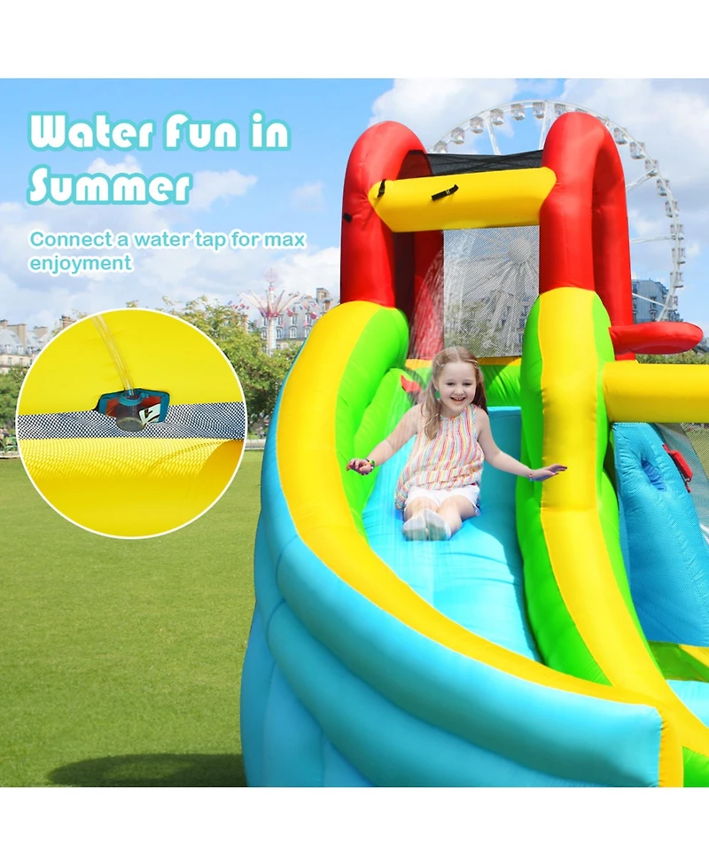 Gymax Inflatable Kids Water Slide Jumper Bounce House Splash Water Pool with 735W Blower