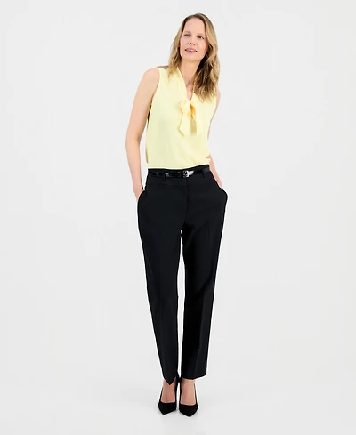 Kasper Women's Julia High-Rise Slim-Fit Belted Stretch Crepe Pants