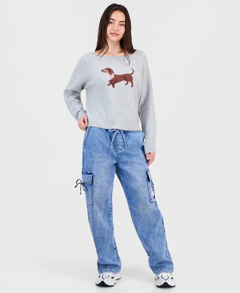 Ultra Flirt Juniors' Graphic Intarsia-Knit Sweater