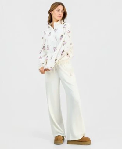 Hippie Rose Juniors White Polar Fleece Quarter Zip Sweatshirt Joggers