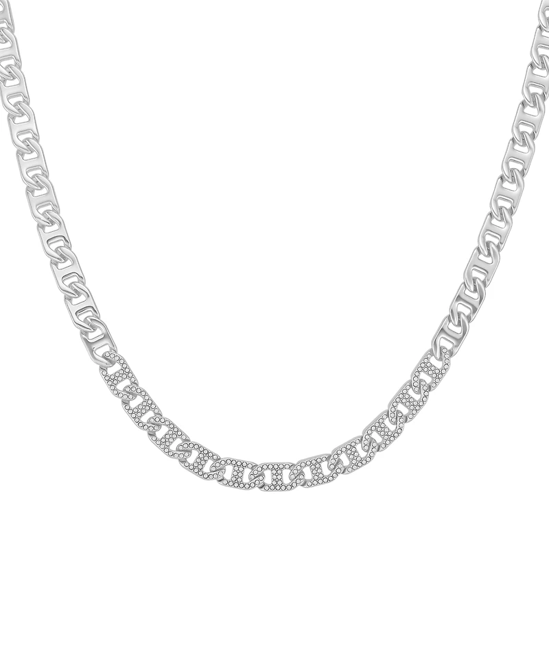 Guess Glass Stone Chain Link Statement Necklace (also Gold-Tone)