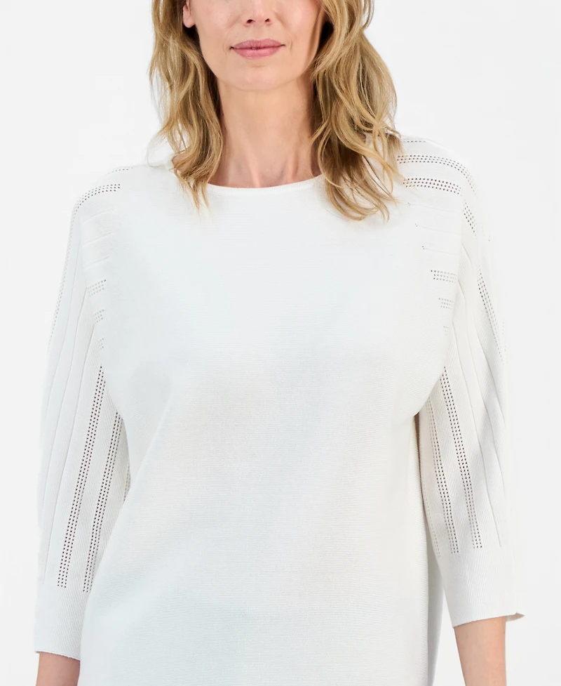 Kasper Women's Boat-Neck Multi-Stitch Dolman-Sleeve Sweater