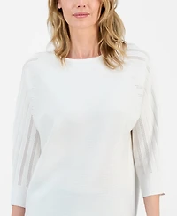 Kasper Women's Boat-Neck Multi-Stitch Dolman-Sleeve Sweater