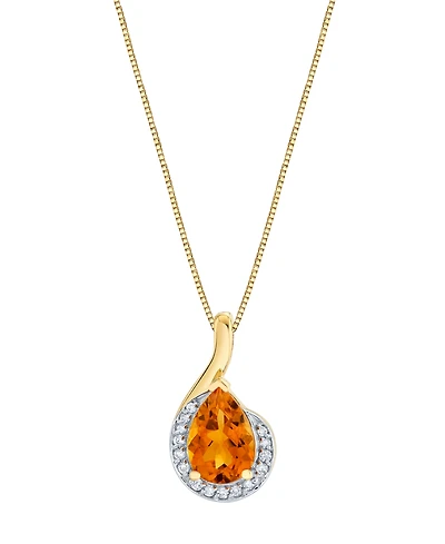 Macy's Citrine (1-3/4 ct. t.w.) and Diamond Necklace (1/10 ct. t.w.) in 10K Yellow Gold
