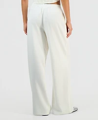 Hippie Rose Juniors' Linen-Blend Wide-Leg Tie-Front Drawstring Pants