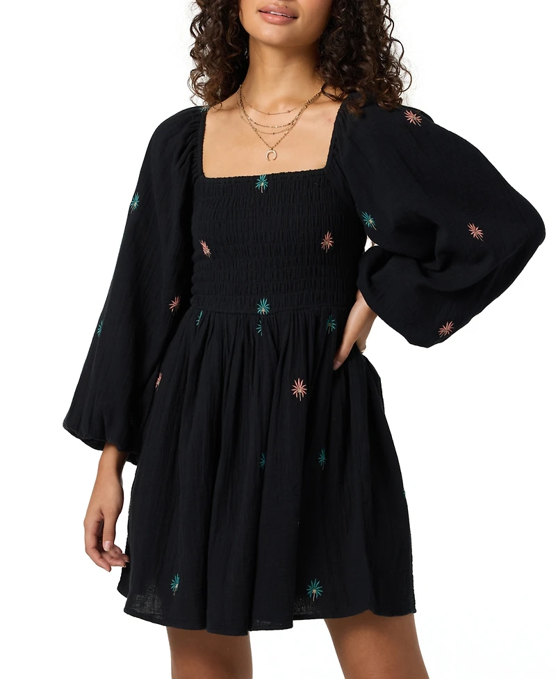 O'Neill Women's Gracyn Palm Printed Smocked Dress