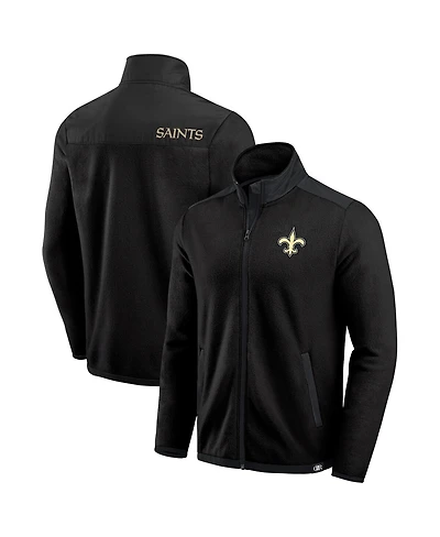 Darius Rucker Collection by Fanatics Men's Black New Orleans Saints Color Block Polar Fleece Full-Zip Jacket