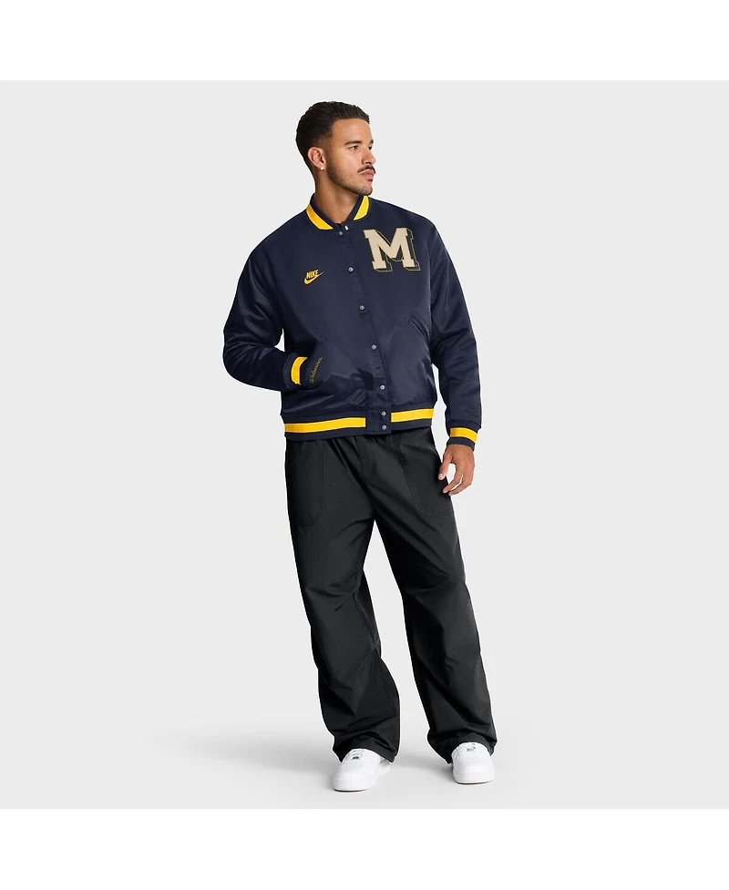 Nike Men's Navy Michigan Wolverines Legacy Full-Snap Bomber Jacket