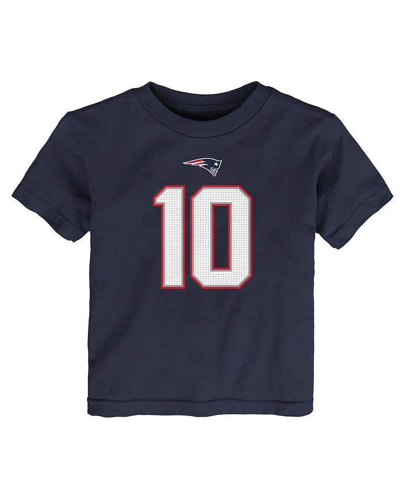 Nike Toddler Drake Maye Navy New England Patriots Player Name Number T-Shirt