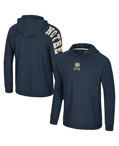 Colosseum Men's Navy Notre Dame Fighting Irish Back Business Long Sleeve Raglan Hooded T-Shirt