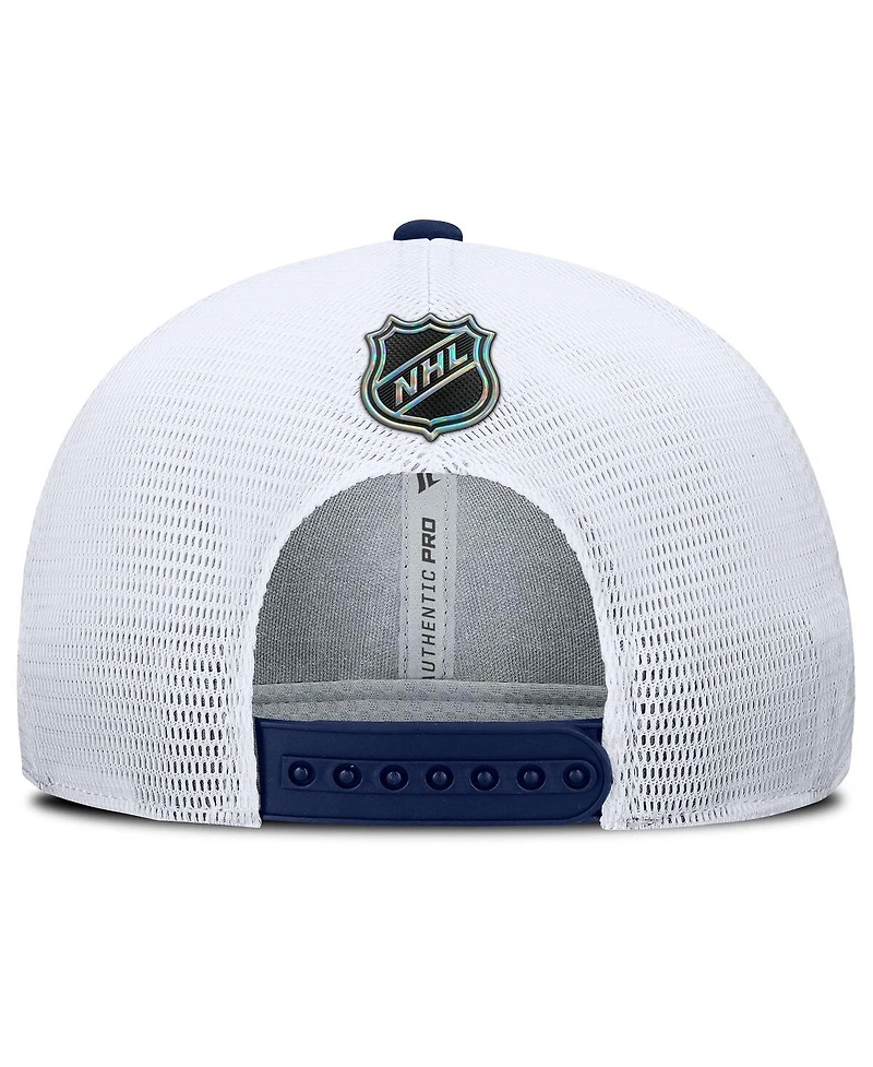 Fanatics Men's Navy/White Florida Panthers Authentic Pro Rink Lockup Adjustable Trucker Hat