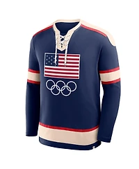 Fanatics Men's Navy Team Usa Lace-Up Long Sleeve T-Shirt