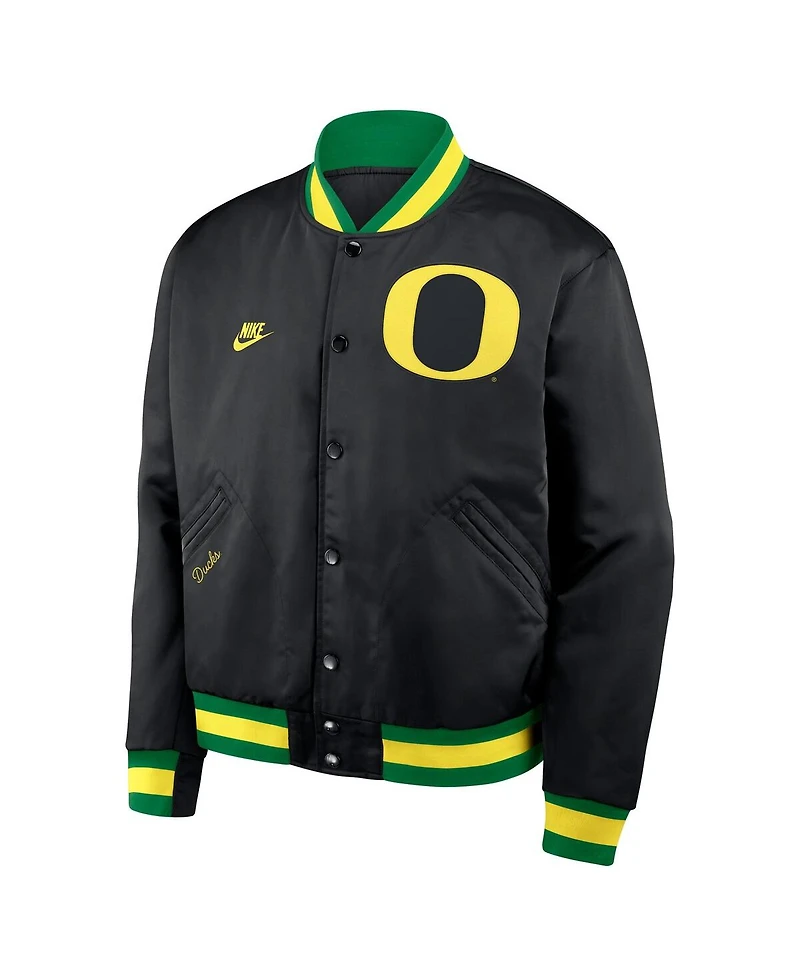 Nike Men's Black Oregon Ducks Legacy Full-Snap Bomber Jacket