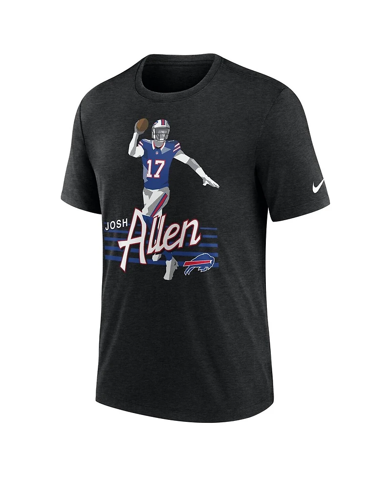 Nike Men's Josh Allen Heather Black Buffalo Bills Player Graphic T-Shirt