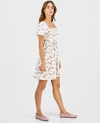 Self Esteem Juniors' Short-Sleeve Square-Neck Mini Dress