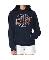 G-iii 4Her by Carl Banks Women's Navy Chicago Bears Pinstripe Circle Fleece Pullover Hoodie