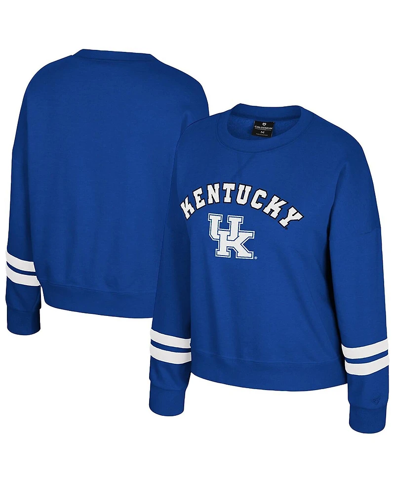 Colosseum Women's Royal Kentucky Wildcats Splashy Crewneck Fleece Sweatshirt