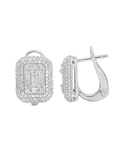 Macy's Round (0.58 ct. t.w.) and Baguette (0.42 ct. t.w.) Diamond Earrings in 14K White Gold