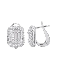 Macy's Round (0.58 ct. t.w.) and Baguette (0.42 ct. t.w.) Diamond Earrings in 14K White Gold