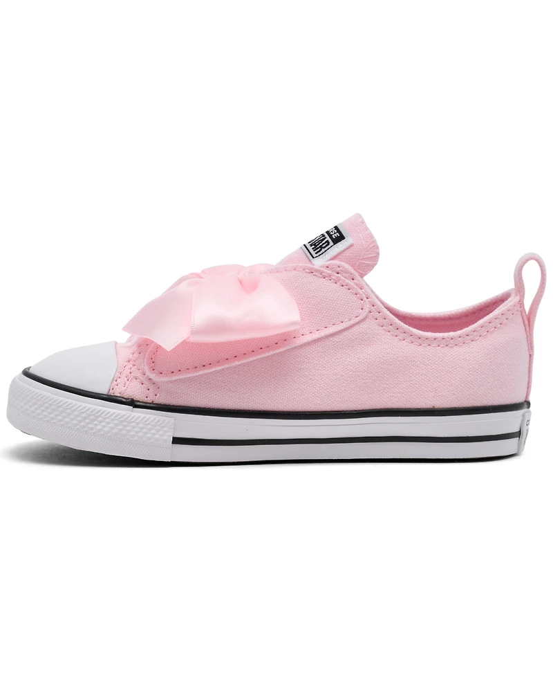 Converse Toddler Girls' Chuck Taylor All Star Bow 2V Fastening Strap Low Top Casual Sneakers from Finish Line