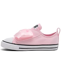 Converse Toddler Girls' Chuck Taylor All Star Bow 2V Fastening Strap Low Top Casual Sneakers from Finish Line