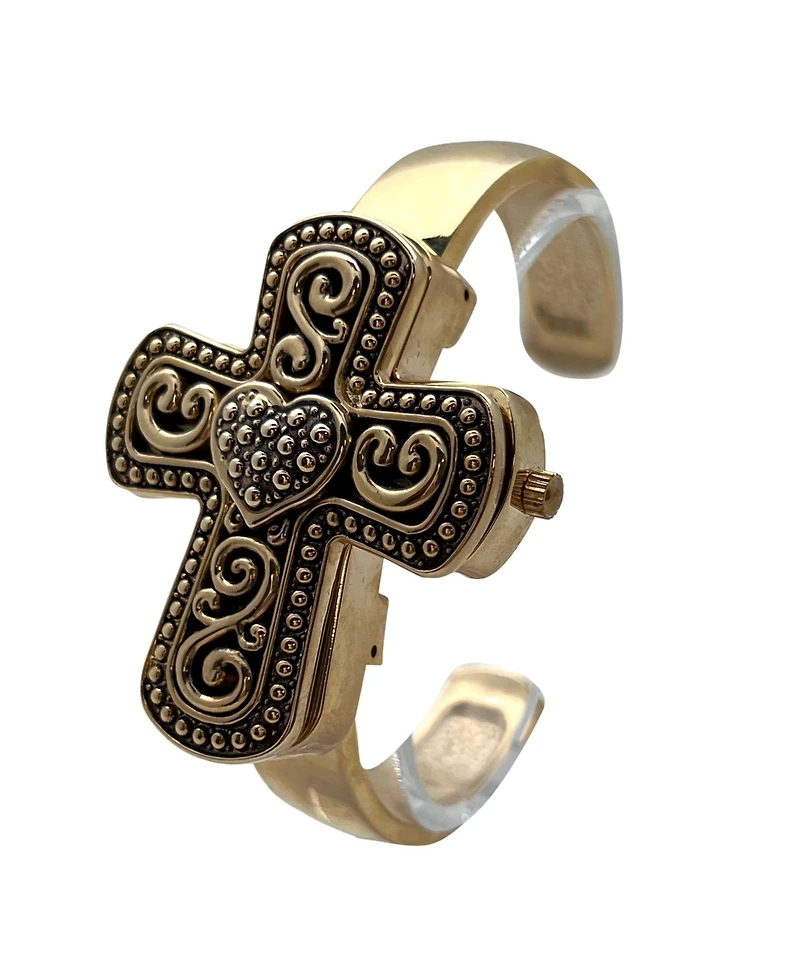 Olivia Pratt Gold Cross Shape Bangle Women Watch