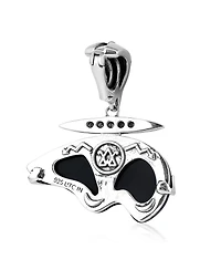 American West Jewelry Sterling Silver Black Onyx Bear Pendant Enhancer