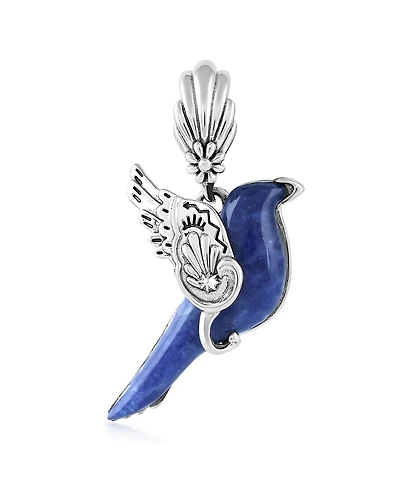 American West Jewelry Sterling Silver Sodalite Bird Pendant Enhancer