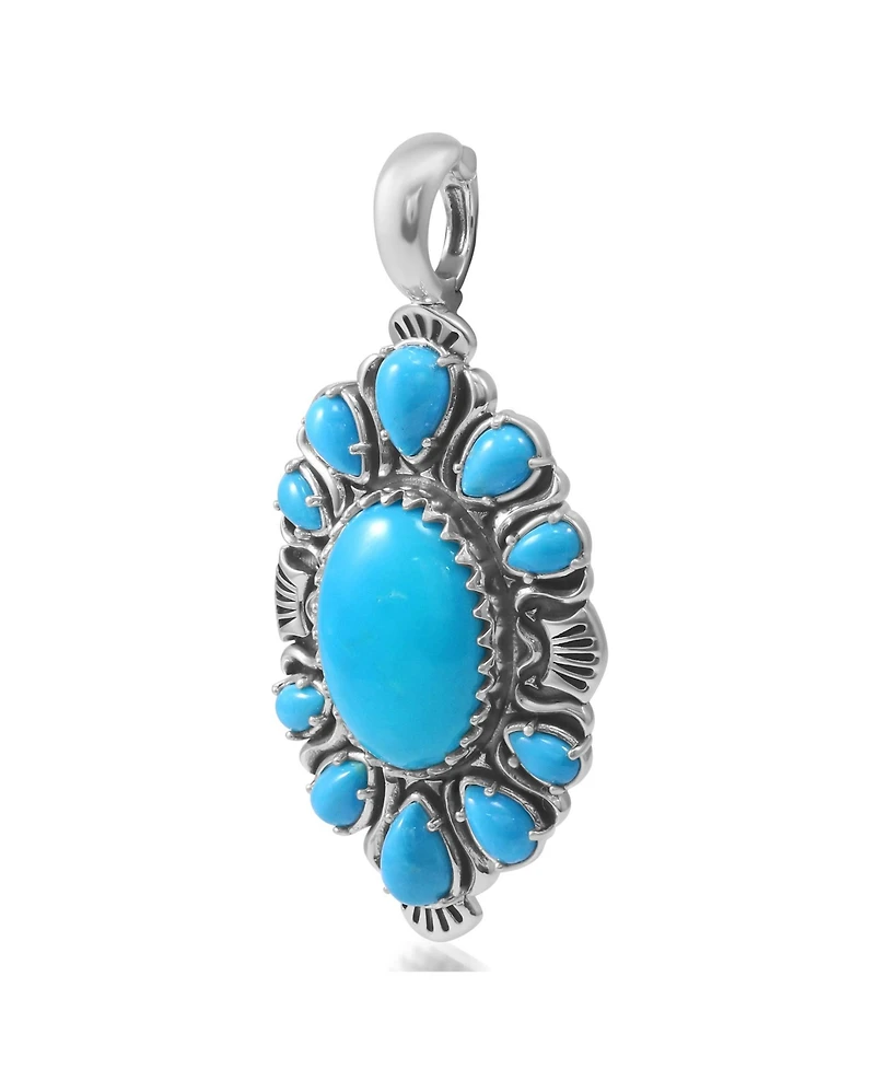 American West Jewelry Sterling Silver Kingman Turquoise Oval and Pear Bold Pendant Enhancer