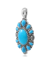 American West Jewelry Sterling Silver Kingman Turquoise Oval and Pear Bold Pendant Enhancer