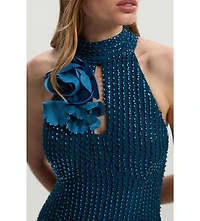 Karen Millen Women's Petite Woven Maxi Rosette Dress