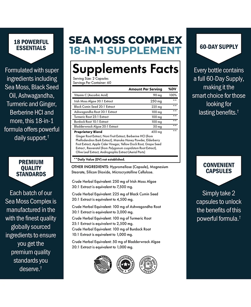 BioSchwartz Sea Moss Capsules, 120ct