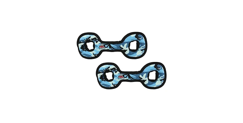 Tuffy Medium Tug-o-War Camo Blue 2 Pack, Durable Plush Squeaky Dog Toy
