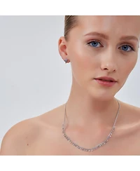 Rainbow Multiple Star Station Necklace Sterling Silver