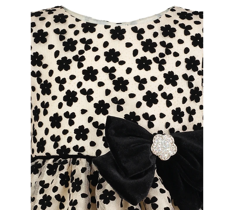 Blueberi Boulevard Baby Girls Round Neck Flocking Dress