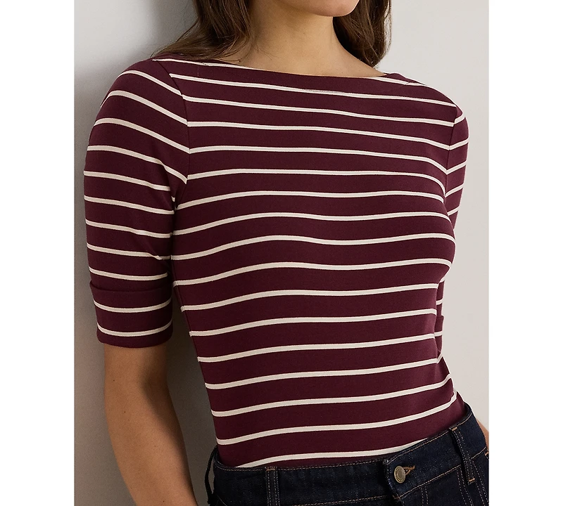 Lauren Ralph Lauren Petite Boat Neck Striped T-Shirt