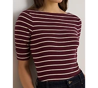 Lauren Ralph Lauren Petite Boat Neck Striped T-Shirt