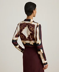 Lauren Ralph Petite Classic Fit Equestrian-Print Twill Shirt