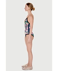 Jessie Zhao New York Women's Blush Jungle Reversible V-Neck One-Piece Swimsuit