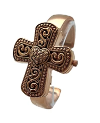 Olivia Pratt Rose Gold Cross Shape Bangle Women Watch