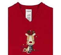 Izod Baby Boys 3-Piece Holiday Reindeer Sweater Vest, Shirt and Pants Set