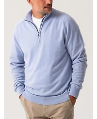 Koy Clothing Men's Navy Wool/Cashmere Qtr Zip Jumper