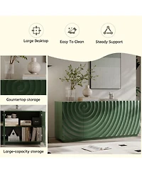 Streamdale Furniture 59; Green Mid-Century Modern Sideboard Buffet Cabinet